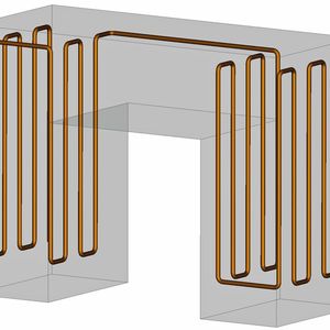 Temperier-Leitungen im Maschinengestell (Portal).
