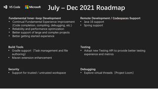Microsofts Roadmap für die Weiterentwicklung von „Java on Visual Studio Code“. (Microsoft)