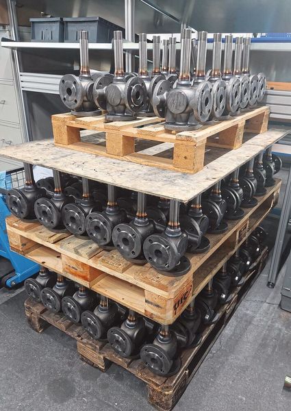 Unlackierte 342-2-BK-SS Ventile aus Sphäroguss (Bild: Baelz)