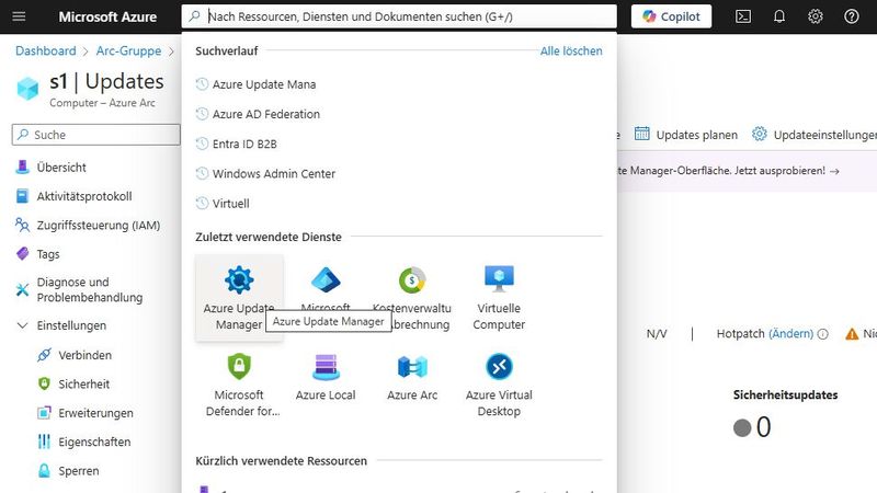 Der Azure Update Manager ist der "Nachfolger" des Windows Server Update Services (WSUS). Mit ihm lassen sich sowohl cloudbasierte als auch lokale Server aktuell halten.(Bild:  Joos - Microsoft)