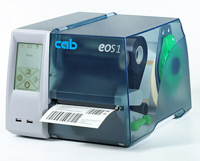Cab Produkttechnik aus Karlsruhe zeigt eine neue Klasse Etikettendrucker. Bei den Industriedruckern EOS1 / EOS4 steht einfache Bedienung, Komfort sowie energiesparender Betrieb und die Verwendung von umweltschonenden Materialien im Vordergrund.  (Logimat)