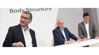 Dr. Ulrich Widmann, Leiter der Aufbauentwicklung bei Audi (l.), spricht im Interview mit »Automobil Industrie« über den Leichtbau der Zukunft: Bionik, Funktionsintegration und Hybridstrukturen. (Audi)