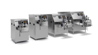 Die neue Serie der GEA KOB-Homogenisatoren umfasst vier Modelle mit einem Druck von bis zu 400 bar und einer Durchsatzleistung von 700 bis 18.000 L/h. (Bild: GEA)