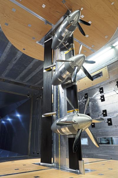 Distributed Propulsion Modell des EU CleanSky II Projektes DISPROP im Windkanal (Bild: IFAS, TU Braunschweig)
