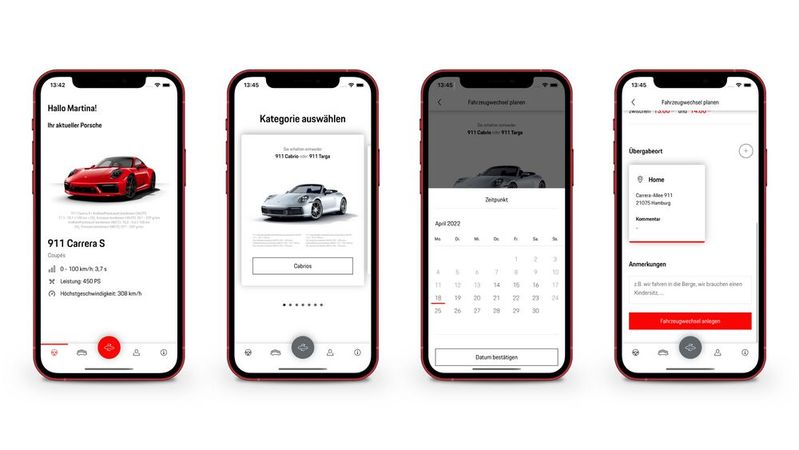 Bei „Porsche Drive Flex“ funktioniert die Bestellung der Fahrzeuge per App.