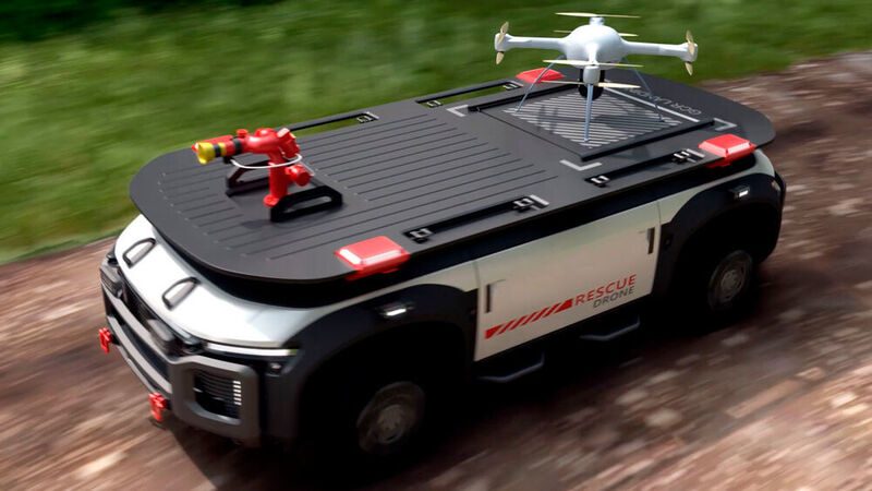 Die Rescue Drone kann zur Brandbekämpfung und Lebensrettung eingesetzt werden. (Hyundai)