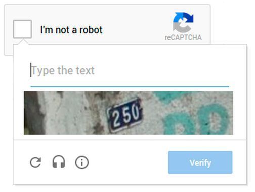 Neues reCAPTCHA mit einer nachgeschalteten Bildabfrage zur Verifikation des Users. (R. Dombach)