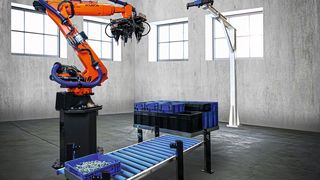 Im hauseigenen Vision- und Robotic-Labor kann Polyplan individuelle Aufgabenstellungen umfassend auf ihre Machbarkeit prüfen und die Randbedingungen bei der Auslegung einer Depalettieranlage berücksichtigen. Die Bewegungen und Greifprozesse von Robotern können so frühzeitig simuliert und optimiert werden. (Bild: info@thomas-schneider.photography)