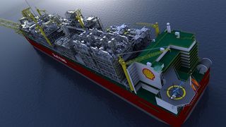 With a length of roughly 500 meters Shell's floating liquified natural gas facility FLNG will become the biggest ship in history. The FLNG will operate on a deep-sea offshore oilfild in the South Pacific.  (Picture: Shell)