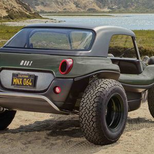 Anders als beim klassischen Beach Buggy, der seinen VW-Motor im Heck offen zur Schau stellt, ist das Heck beim E-Buggy geschlossen.(Bild:  Meyers Manx)