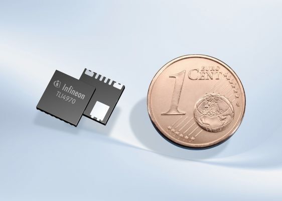 Bild 1: Der Sensor-Chip hat eine Kantenlänge von 7 mm x 7 mm x 1 mm und ist damit im industrieweit kleinsten SMD-Gehäuse untergebracht. (Bild: Infineon)