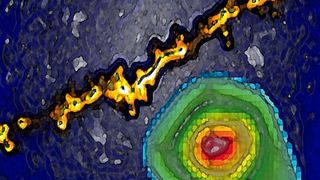 Abstrakte Darstellung eines Dendriten und des Feuerverhaltens einer einzelnen Nervenzelle.  (Bild: Dr. Stefan Remy/Universität Bonn)