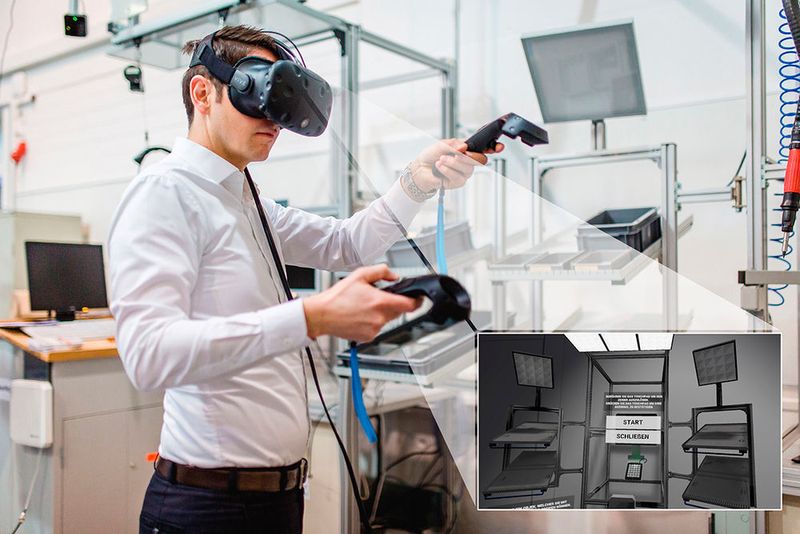Virtual und Augmented Reality: Die Simulation und Visualisierung in Echtzeit ermöglicht kostengünstige Planungen und schnelle Anpassungen des Produktionssystems bei Veränderungen. (Ludmilla Parsyak © Fraunhofer IAO)