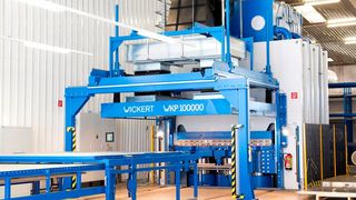 Compression presses such as this WKP 100000 are a must for the production of large-format parts. (Source: Wickert)