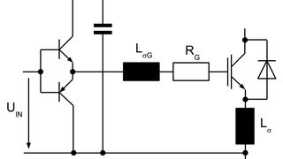 Bild 1: Aufbau einer Treiber-Ausgangsstufe für unipolare Versorgungsspannung (Bild: Infineon)