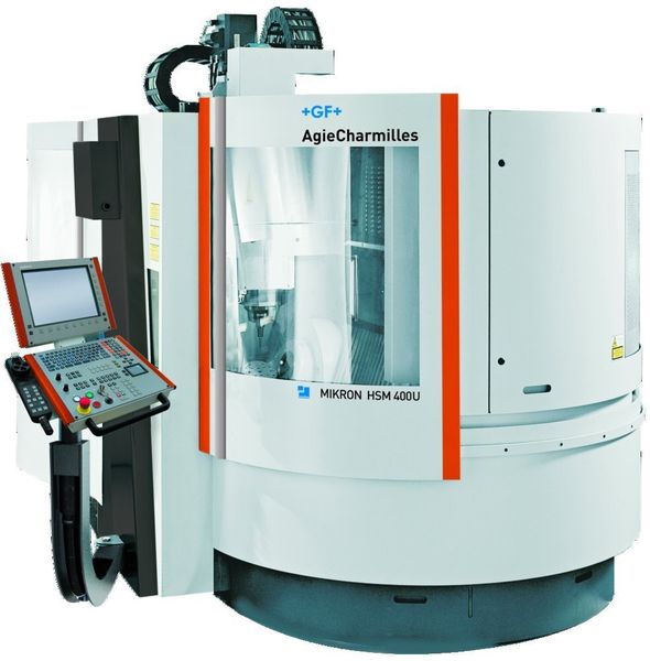 Bild 2: Das fünfachsige HSC-Bearbeitungszentrum Mikron HSM 400U ist ein Einsatzgebiet für Hochleistungsspindeln. Die Maschine für den feineren Formenbau unterstützt die Verfahrenskombination Fräsen/Senkerodieren. (Archiv: Vogel Business Media)