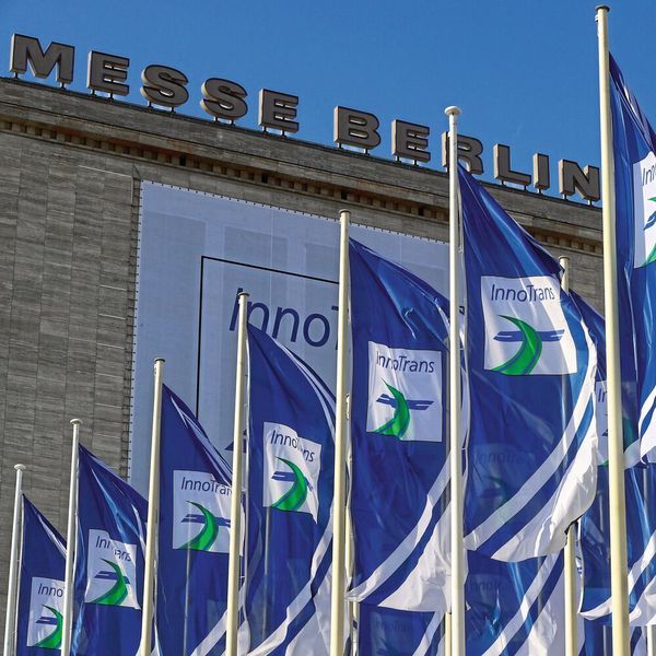 Die nächste Innotrans findet vom 20. bis 23. September 2022 in Berlin statt. Bis dahin bietet die Messegesellschaft regelmäßige Podcasts mit Themen rund um die Bahnindustrie. (Messe Berlin GmbH)