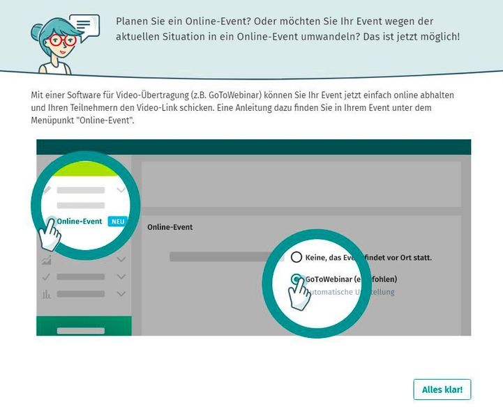 Ankündigung im Eventmanager (Xing)