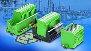 MACX-Ex- und PI-Module übertragen die Messwerte an das Leitsystem und trennen gleichzeitig die eigensicheren Signalkreise galvanisch von der Systemebene.  (Bild: Phoenix Contact)