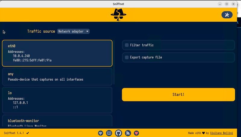 Echtzeiteinblicke in aktive Netzwerkverbindungen: WhoIsConnectedSniffer und, oder wie in dem Fall hier, Sniffnet liefern Administoren eine präzise Übersicht über Geräte und Datenverkehr.(Bild:  Joos)