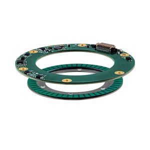 Dank kompakter Abmessungen und geringem Gewicht ist der Flux-Drehgeber auf Induktionsbasis (erhältlich bei Servotecnica) hervorragend für Anwendungen geeignet, die hohe Performance auf kleinstem Raum erfordern.(Bild:  FLUX GmbH)