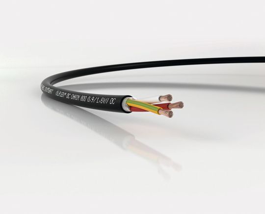 Bild 1: Die DC-Leitung für bewegte Anwendungen ÖLFLEX DC CHAIN 800 von Lapp  ist mit TPE isoliert.(Bild:  Lapp)