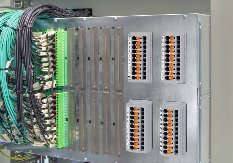 Kompakte leicht bedienbare Durchführungsklemmen in Push-in-Anschlusstechnik erleichtern den Aufbau von Netzschutz-Relais. (Phoenix Contact)