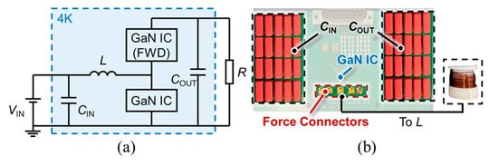 Figure 2: Circuit schematic and (b) photo of cryogenic boost converter.(Source:  Maurizio Di Paolo Emilio)