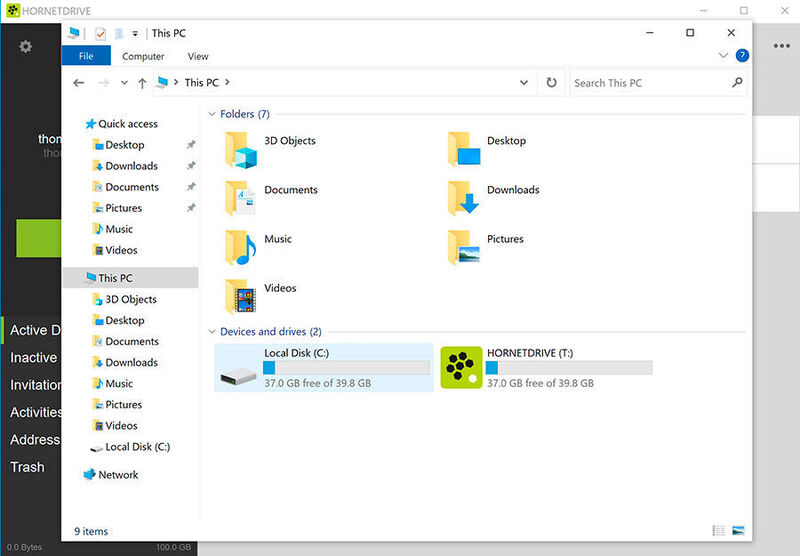 Die Laufwerke in HornetDrive können auch in Windows als Laufwerk eingebunden werden. (Joos)