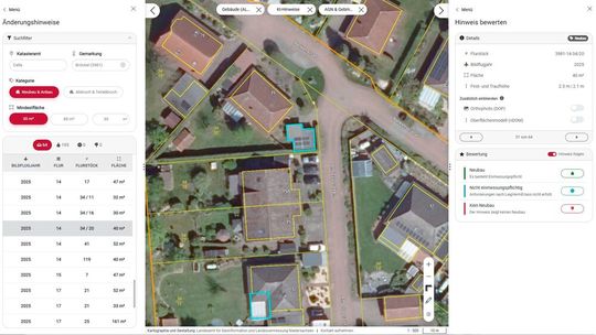 Screenshot der Bedienoberfläche zur Gebäudeerkennung.(Bild:  LGLN)
