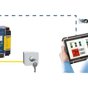 Einfache Integration über OPC UA und Zugangsregelung – entweder über einen sicheren Schlüsselschalter oder ein auf Transponder-Technologie basierendes System, wie z.B. das EKS FSA von Euchner. (Bild:  Bihl+Wiedemann)