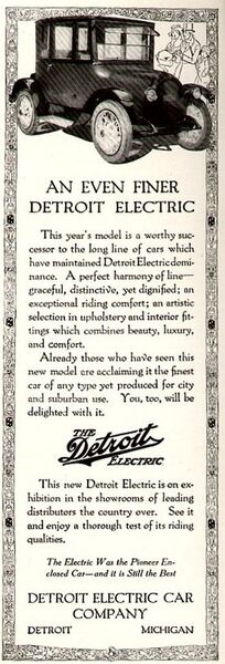 Anzeige von Detroit Electric in einem Magazin vom Februar 1920 (Bild: Public Domain)