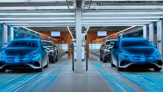 Mithilfe von Nvidia Omniverse und KI entwickelt Mercedes-Benz einen vernetzten, digitalen Ansatz zur Optimierung seiner Fertigungsprozesse, um die Konstruktionszeit und die Produktionskosten zu reduzieren. (Bild: Mercedes-Benz)