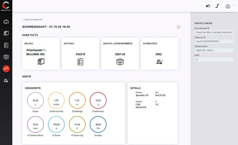 Jede einzelne Schweißnaht mit den zugehörigen Parameterwerten wird dokumentiert. Auffälligkeiten oder Abweichungen können so schnell korrigiert werden. (Bild: Lorch)
