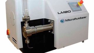 LM20 Microfluidizer and Cambridge CNT dispersion produced by the LM20 microfluidizer.  (Source: Analytik)