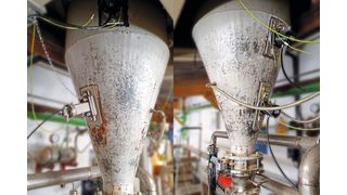 Unter veränderten Prozessbedingungen entstehen Brücken oder Anhaftungen, es wird weitere Technik neben vorhandenen Vibratoren installiert. (Bild: Netter Vibration)