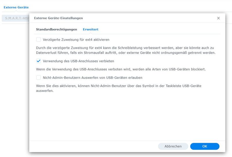 Zugriff auf USB-Ports auf NAS-Systemen blockieren. (Bild: Joos – Synology)