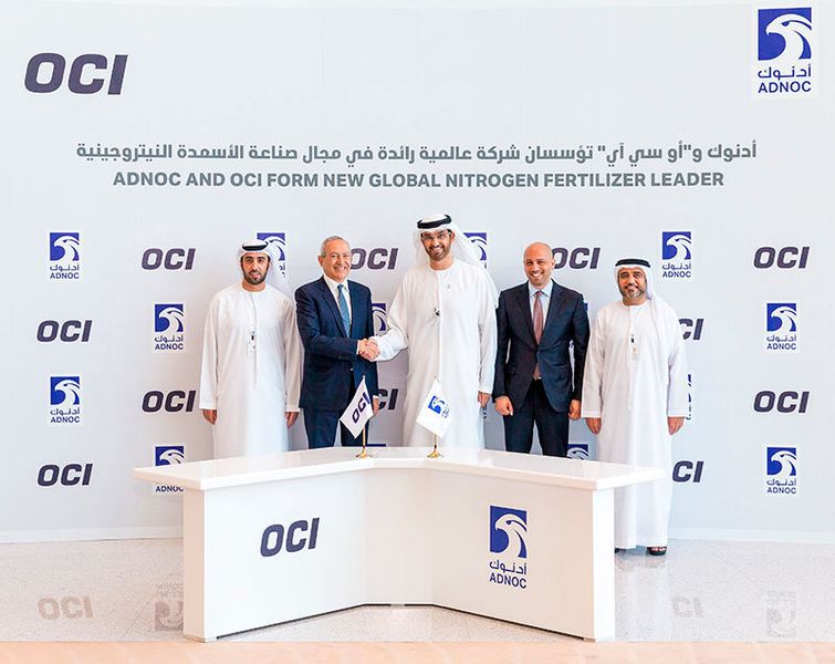 Adnoc has announced a new strategic partnership with OCI. Adnoc and OCI will own a 42 % and 58 % stake in the JV respectively.  (Abu Dhabi National Oil Company)