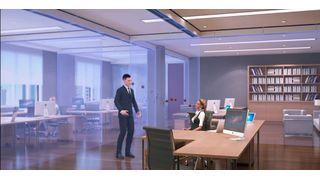 Die UV-C-Virenschutzwand kann größere Räume in kleinere, lufttechnisch isolierte Räume unterteilen. Sie soll auf Aerosolpartikeln mitreisende Krankheitserreger wie E.coli, S.aureus und SARS-CoV-2 zuverlässig abtöten. (Smart United)