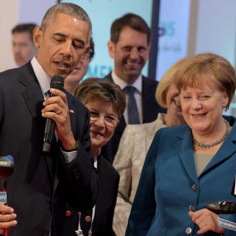 Eröffnungsrundgang - Der amerikanische Präsident Barack Obama hat am 25.04.2016 gemeinsam mit Kanzlerin Angela Merkel die Hannover Messe 2016 eröffnet. (Bild: Hannover Messe)