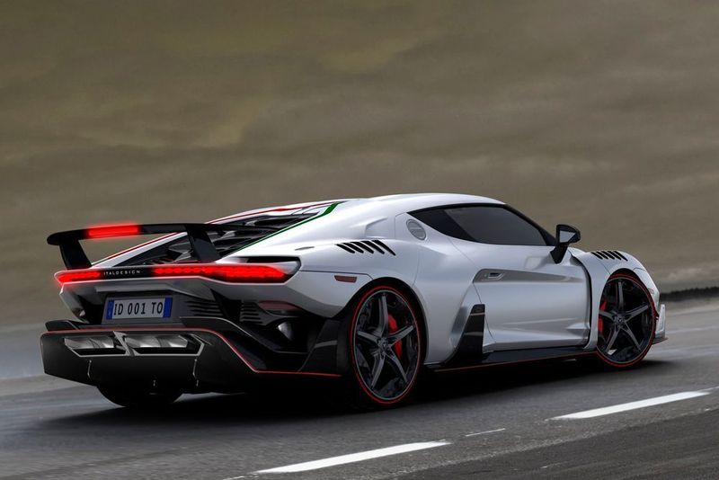 In besonders dramatischer Weise wurde das Heck des neuen Sportwagenmodells von Italdesign inszeniert. (Italdesign)