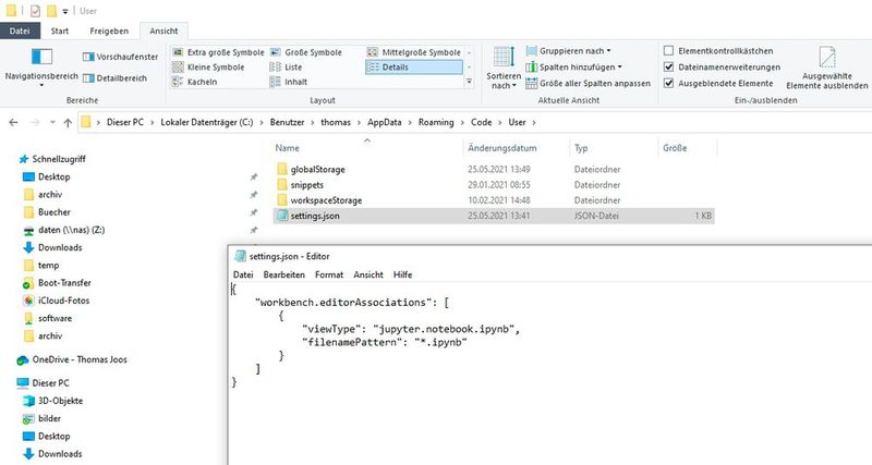 Anpassen von Visual Studio Code mit der json-Konfigurationsdatei.