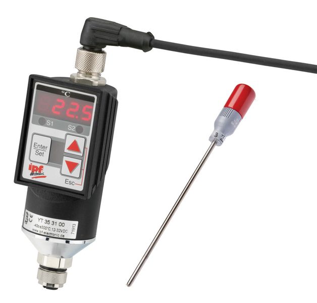 Bild 5: Die PT100-Fühler YT036020 eignen sich für den Einsatz im Temperaturbereich von -30 bis maximal 350 °C und sind in der Anwendung bei Bandstahl Schulte über eine Sensor/Aktor-Leitung mit den Temperaturanzeigen (maximale Umgebungstemperatur 80 °C) gekoppelt. (Bild: IPF Electronic)