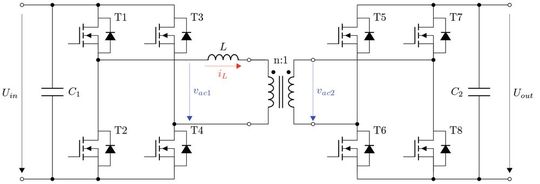 A bidirectional DC/DC converter in DAB topology