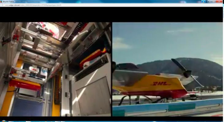 DHL Paketdrohne: Test in der bayrischen Gemeinde Reit im Winkl,  die vollautomatisierte Be- und Entladung des Kopters an einer speziell entwickelten Packstation, dem Parcelcopter SkyPort (DHL)