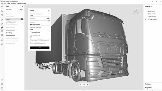 AS18 est le premier logiciel de scan 3D multi résolution du marché, avec son mode HD 4 fois plus rapide, l'amélioration des textures optimisée par IA, et de nouveaux outils pour la rétro-ingénierie et l'inspection qualité. AS18 est le premier logiciel de scan 3D multi résolution du marché, avec son mode HD 4 fois plus rapide, l'amélioration des textures optimisée par IA, et de nouveaux outils pour la rétro-ingénierie et l'inspection qualité.