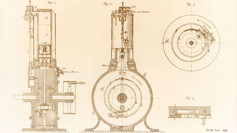 Am 16. Dezember 1883 ließ Gottlieb Daimler einen ersten Motor patentieren. Die wichtigste Teilinnovation ist die von Partner Wilhelm Maybach erdachte Glührohrzündung, die eine sichere Zündung gewährleistet und die gewünschte Drehzahlerhöhung ermöglicht. Weitere Innovationen sind der Schwimmervergaser und die Kurvennutensteuerung für das Auslassventil. 1884 wird das Prinzip dann in eine kompakte Einheit übertragen, die „Standuhr“. Das Aggregat leistet in seiner ersten Ausführung 0,74 kW/1 PS bei 600/min.  (Bild: Mercedes-Benz)
