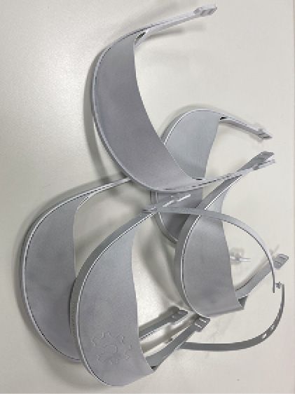 Visiere von Schülern entwickelt und mit dem HP 3D-Drucker gefertigt.(Quelle:  Elektronikschule Tettnang, Simon Blust)