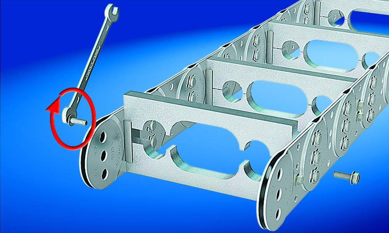 Das Angebot: KABELSCHLEPP Energieführungskette aus Stahl Typ S 0950 mit geteiltem verschraubtem Lochsteg für maximale Stabilität. (Archiv: Vogel Business Media)