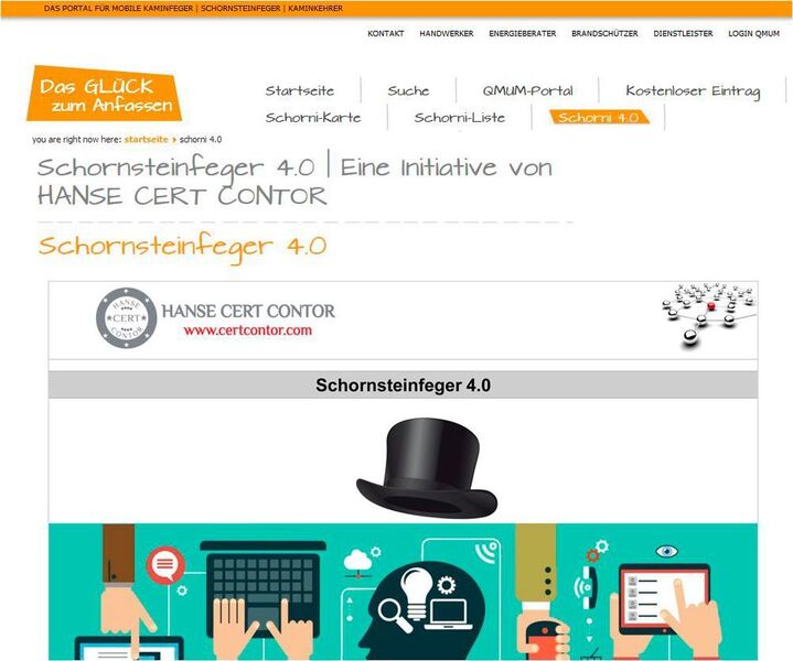 Schornsteinfeger 4.0 - auch liebevoll Schorni 4.0 genannt - ist die Initiative einer Unternehmensberatung, 
